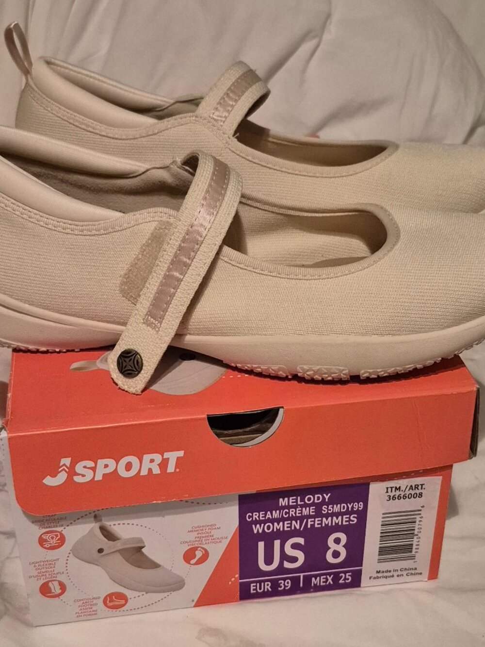 Ladies Size 8 JSport Mary Jane Canvas Shoes